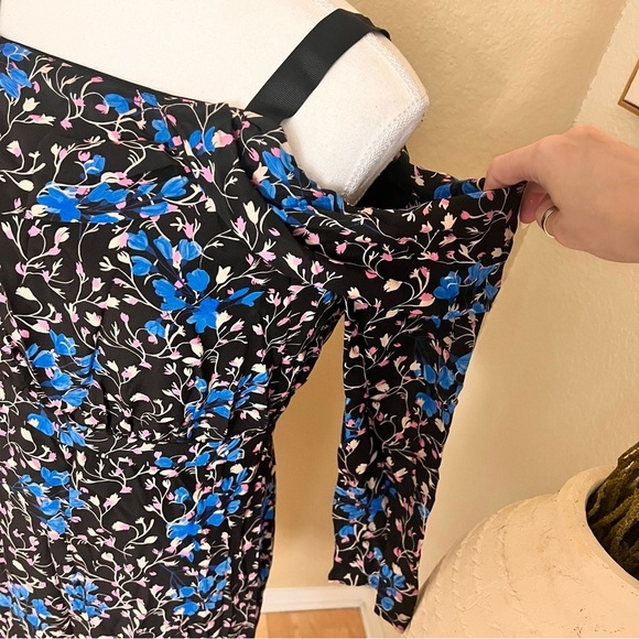 SALONI Silk Floral Ruffled Dress Off the Shoulder Size 8 - Picture 6 of 11